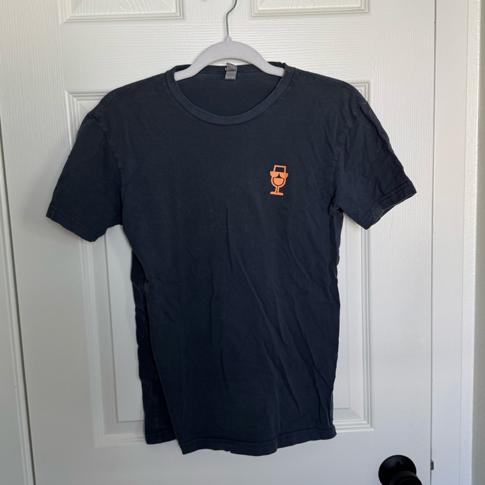 Ambitious Ales brewery t-shirt navy blue with orange. Size small.